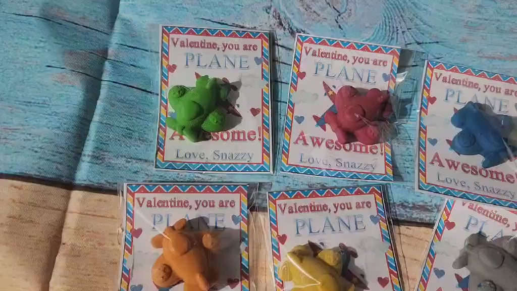 Personalized Airplane Valentine’s Day Cards with Crayons | Kids Valentines | Boys Valentine Cards | Classroom Favors
